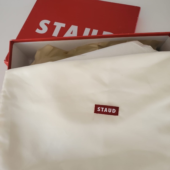 new Staud Bow Lug-Sole Rib-Knit Sock Ankle Leather Boots - Picture 10 of 13